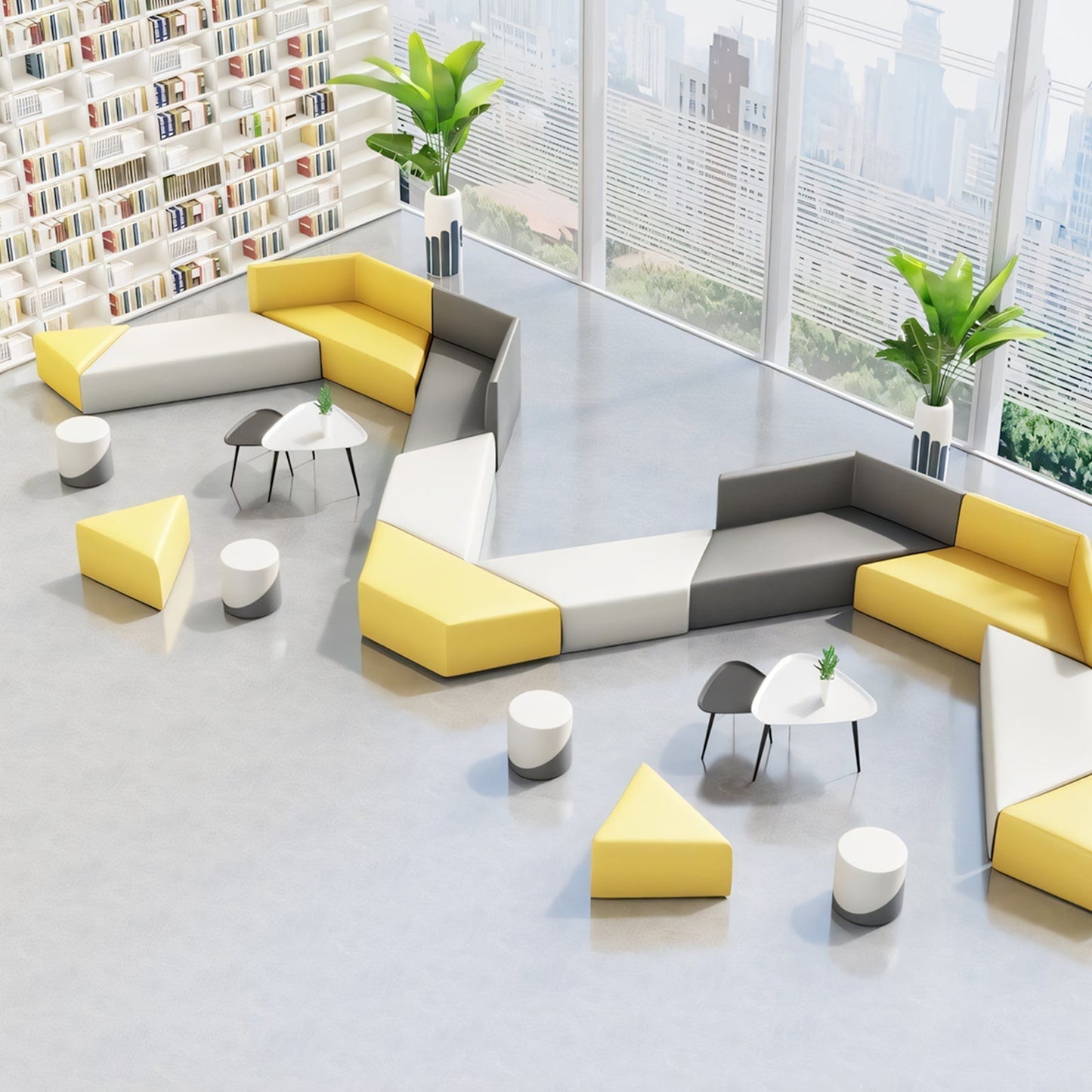 3-Piece Wooden Frame Corner Sofa with Armrest