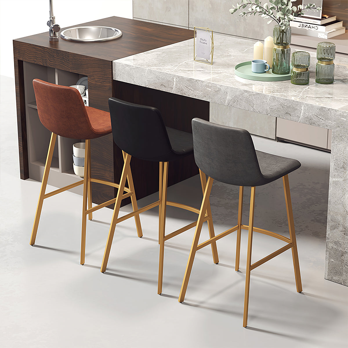 Luxury Iron Bar Stool with Backrest for Cafes and Home(Sale Event)