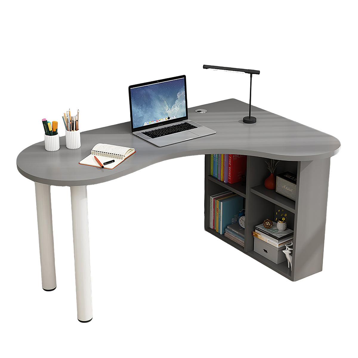 Minimalist Corner Computer Desk with Side Storage Cabinet for Home