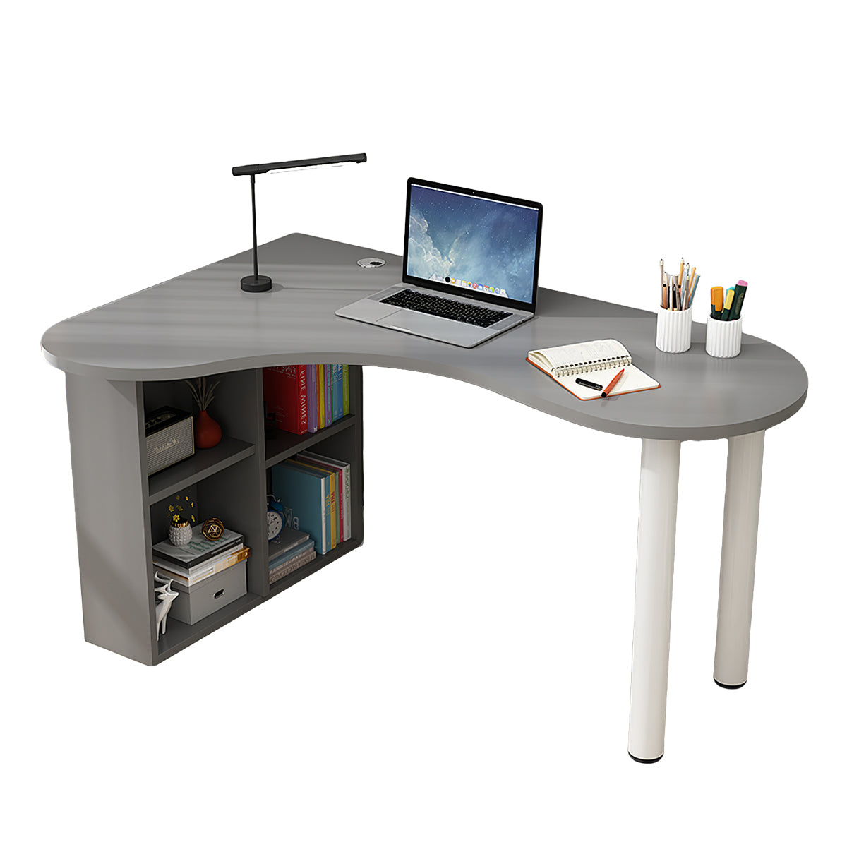 Minimalist Corner Computer Desk with Side Storage Cabinet for Home