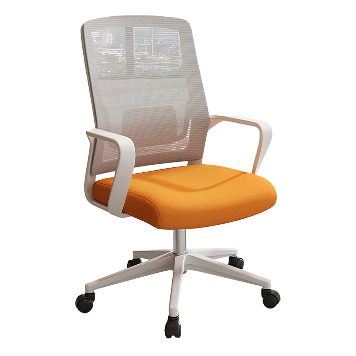 Minimalist Mobile Computer Office with Nylon Base and Casters