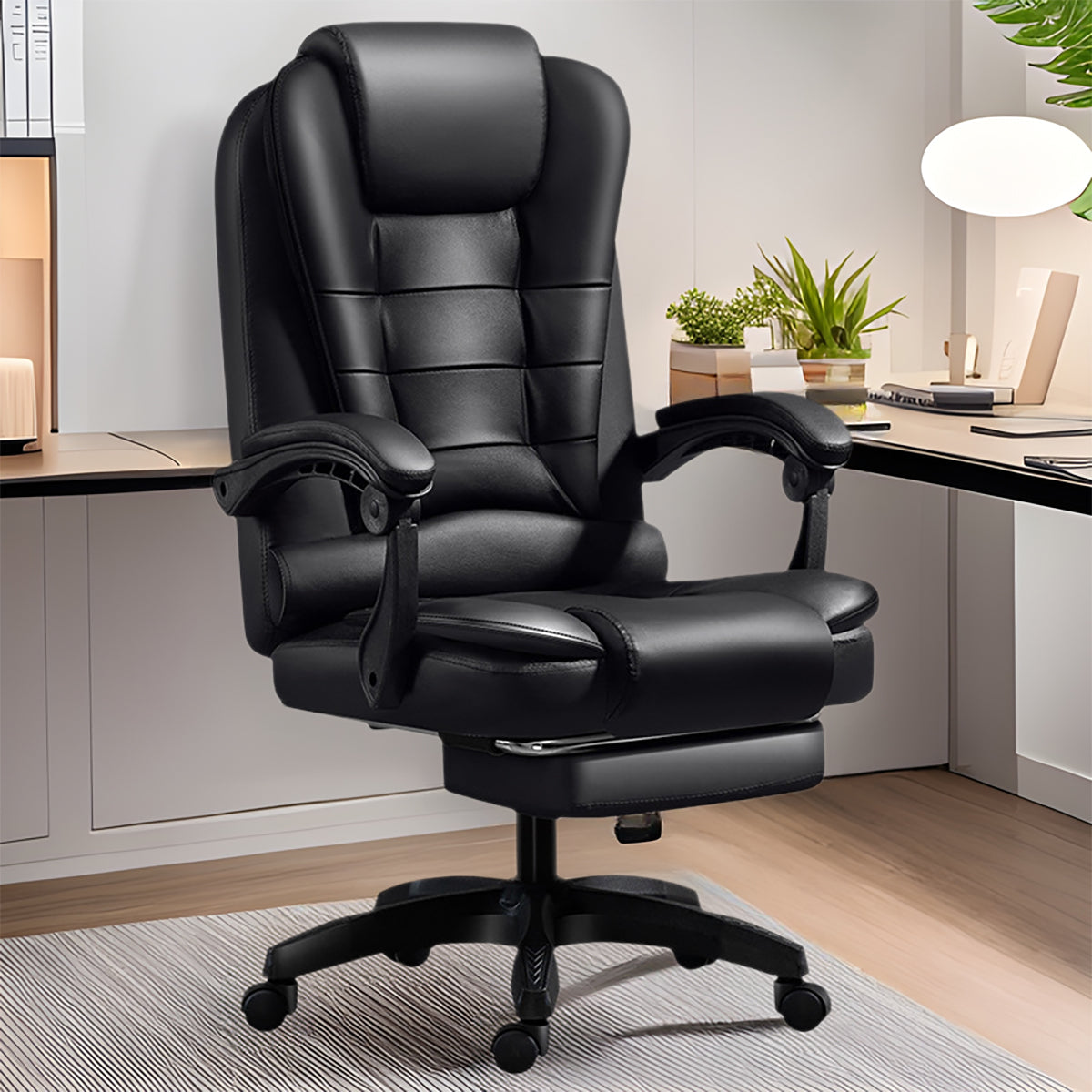 Luxury Swivel Office Chair with Adjustable Recline & Massage Function