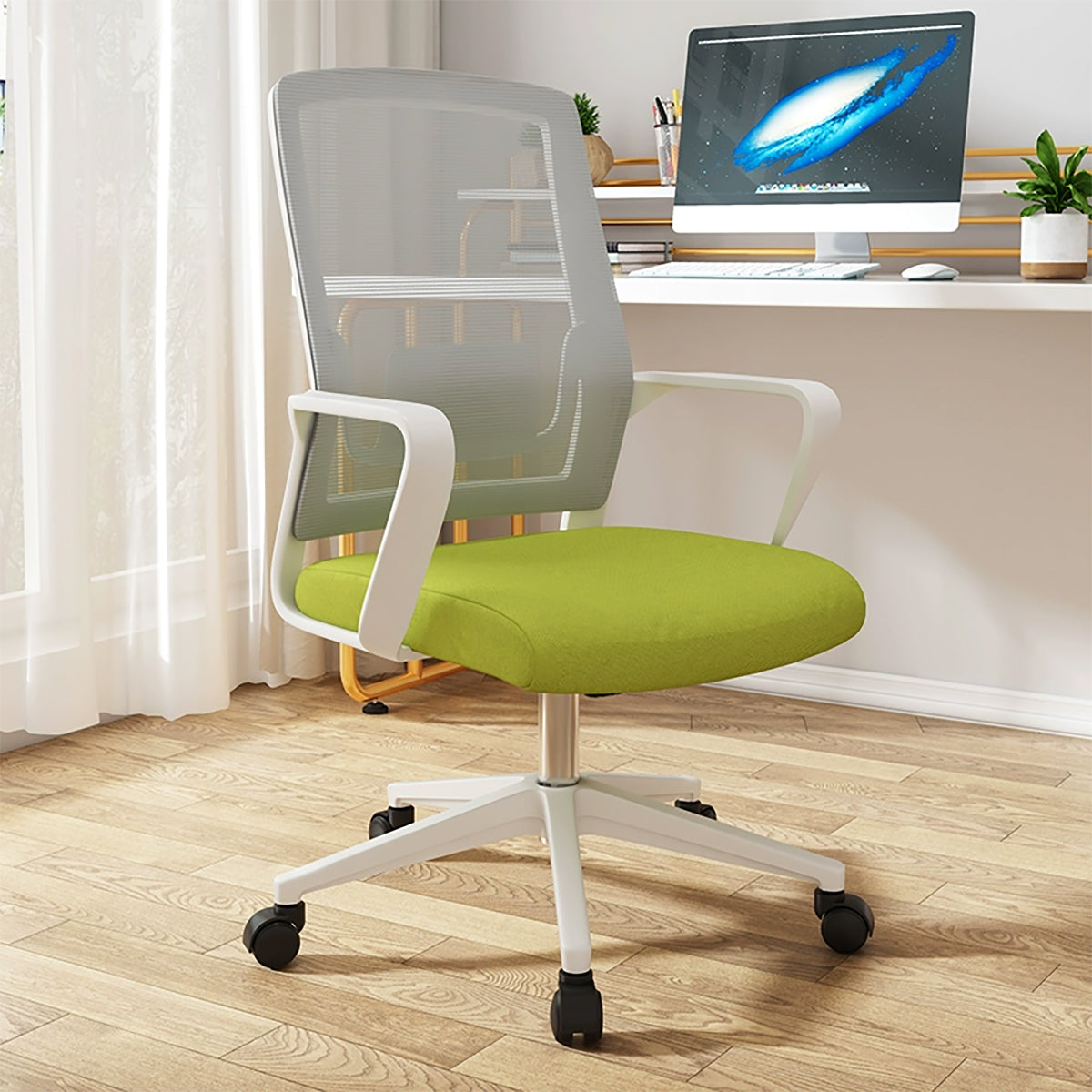 Minimalist Mobile Computer Office with Nylon Base and Casters