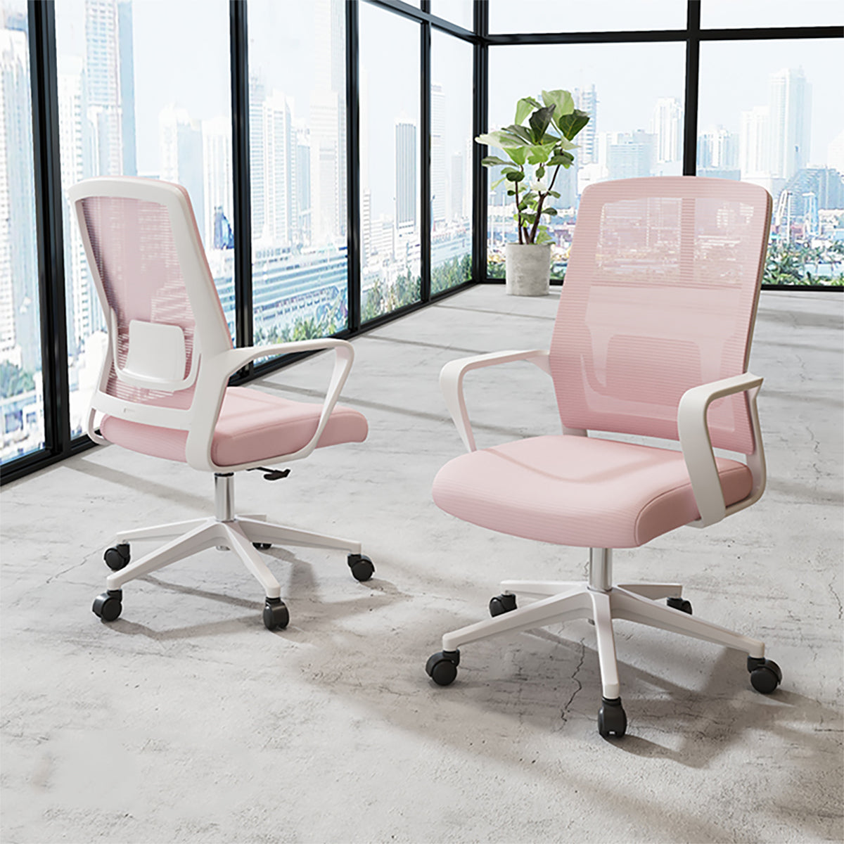 Minimalist Mobile Computer Office with Nylon Base and Casters