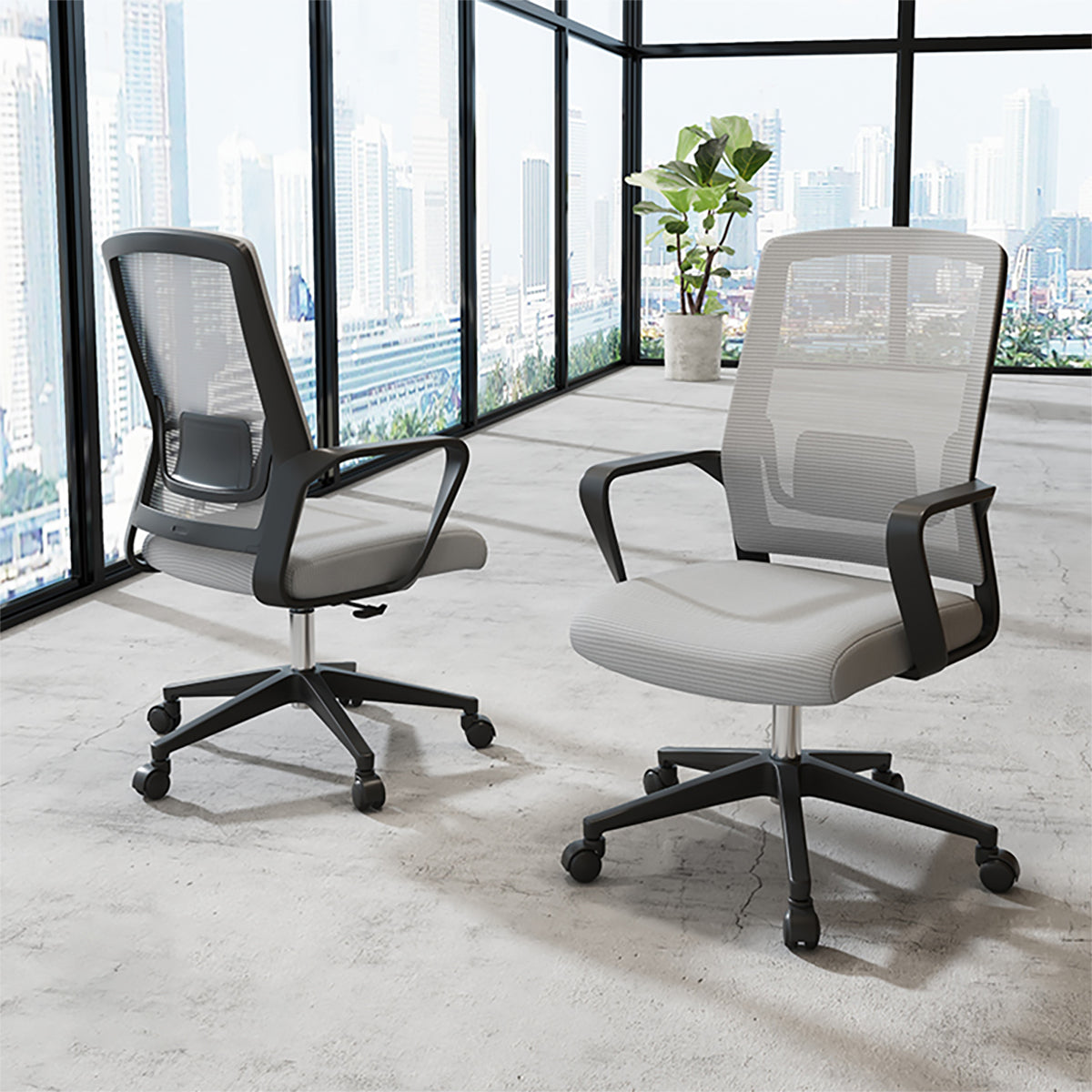 Minimalist Mobile Computer Office with Nylon Base and Casters