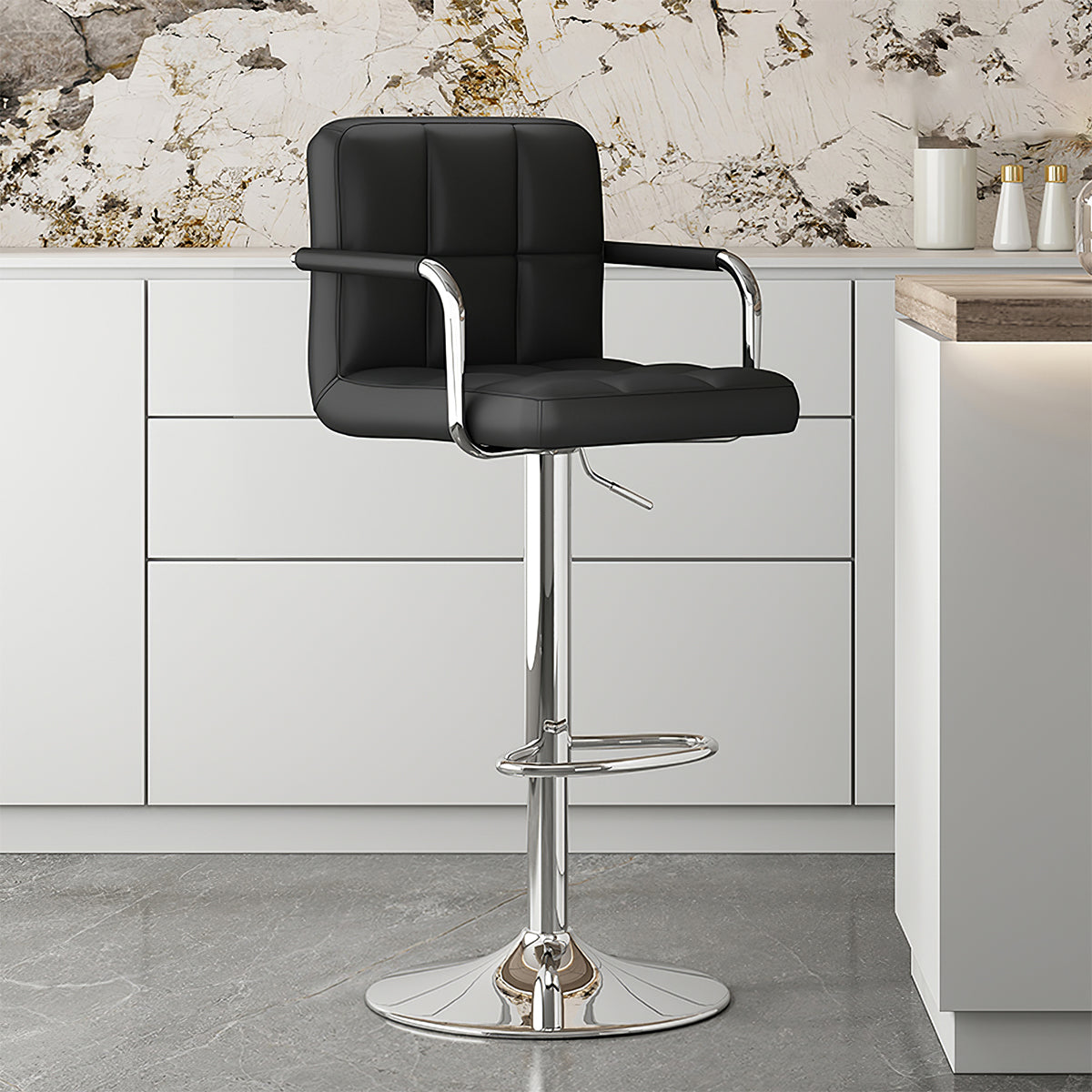 Adjustable Bar Stool with Backrest & Swivel for Commercial and Home