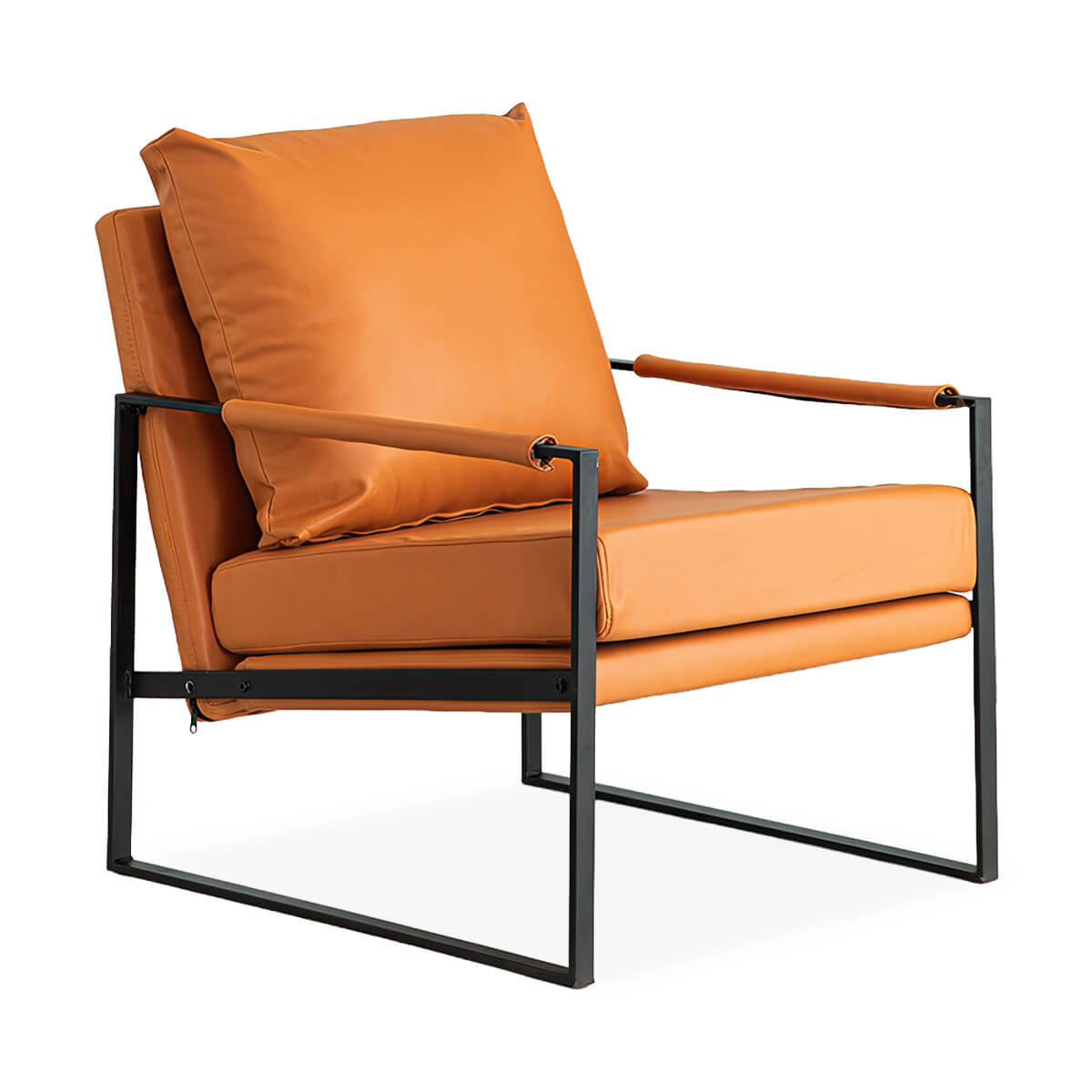 Minimalist Faux Leather Single Armchair with Backrest for Small Apartments