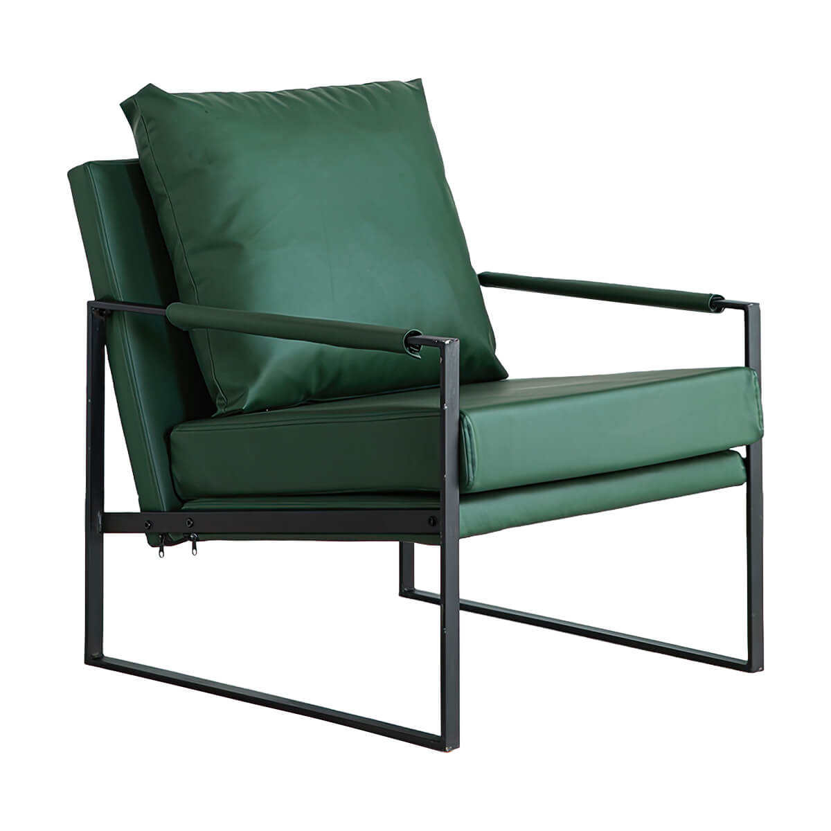 Minimalist Faux Leather Single Armchair with Backrest for Small Apartments
