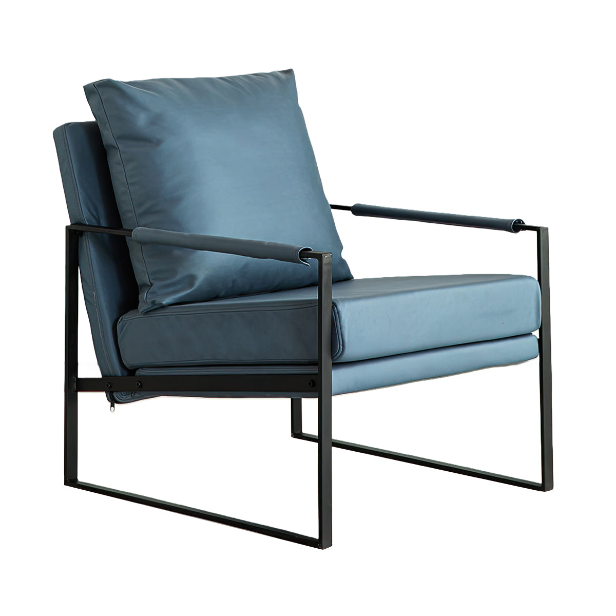 Minimalist Faux Leather Single Armchair with Backrest for Small Apartments