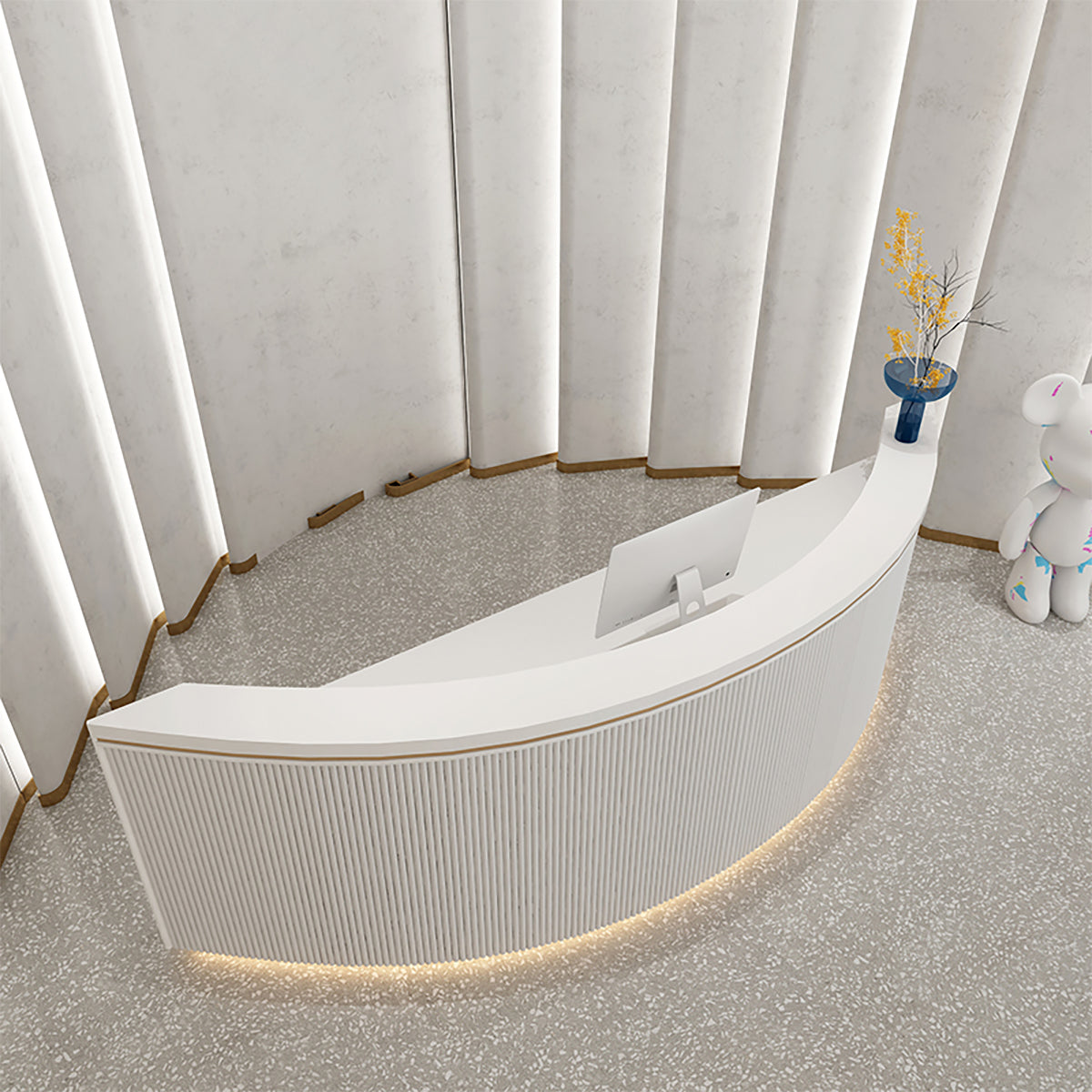 Minimalist White Semi-Circular Reception Desk for Beauty Salon(Sale Event)