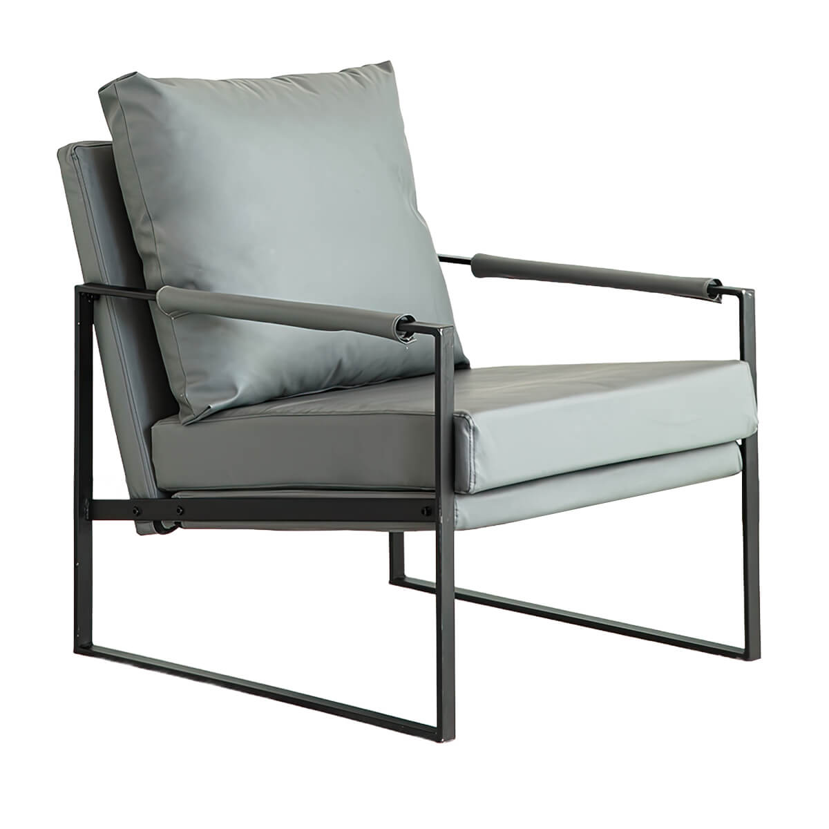 Minimalist Faux Leather Single Armchair with Backrest for Small Apartments