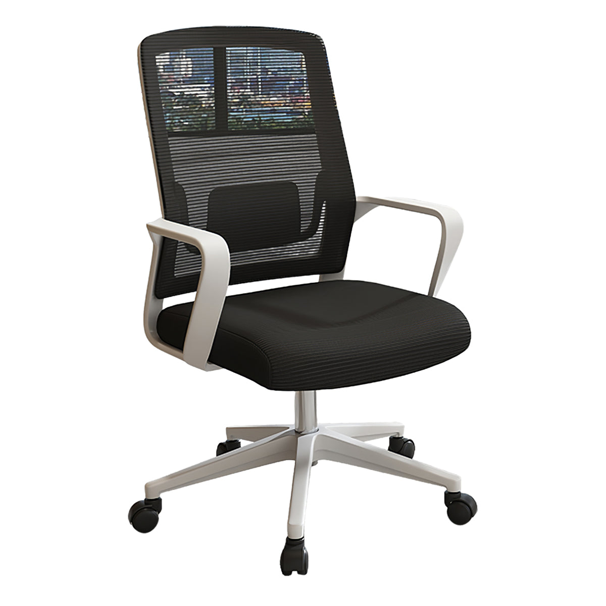 Minimalist Mobile Computer Office with Nylon Base and Casters