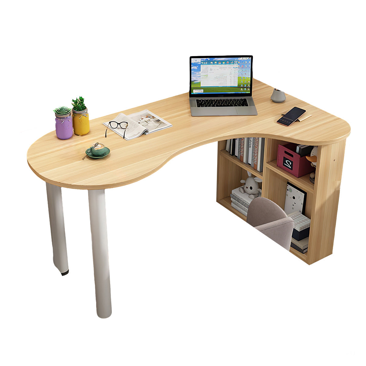 Minimalist Corner Computer Desk with Side Storage Cabinet for Home