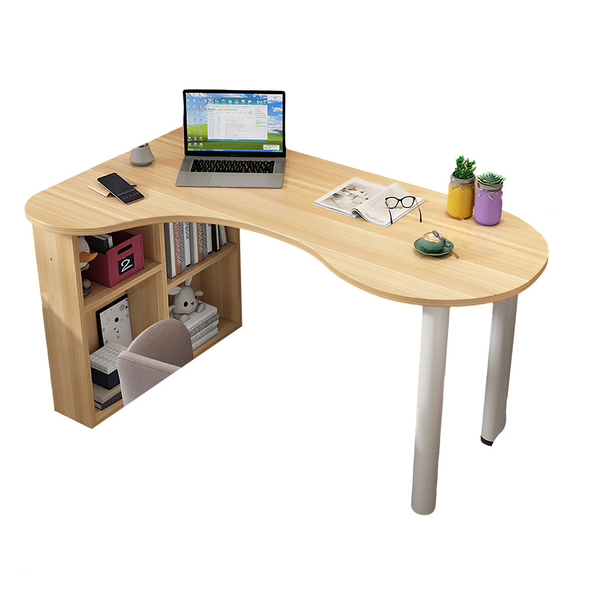 Minimalist Corner Computer Desk with Side Storage Cabinet for Home
