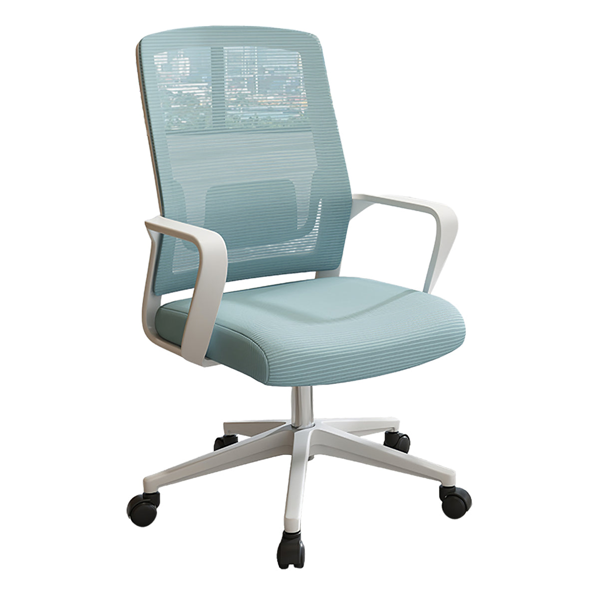 Minimalist Mobile Computer Office with Nylon Base and Casters
