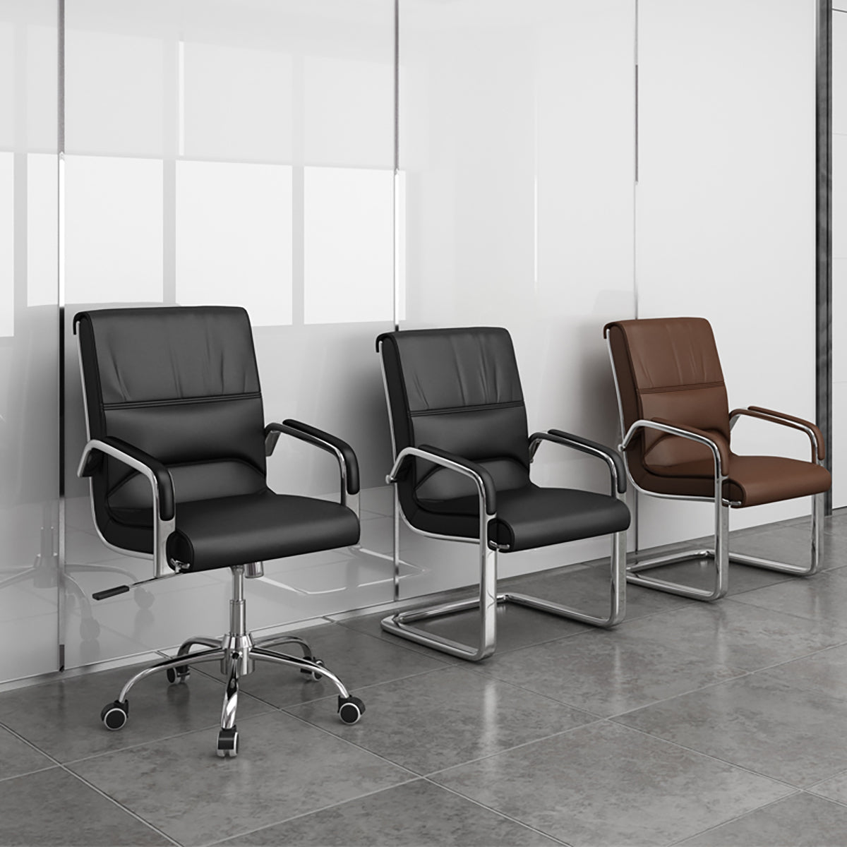 Minimalist Office Conference Chair with Backrest and Armrests