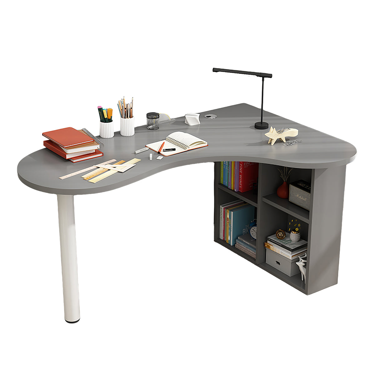 Minimalist Corner Computer Desk with Side Storage Cabinet for Home