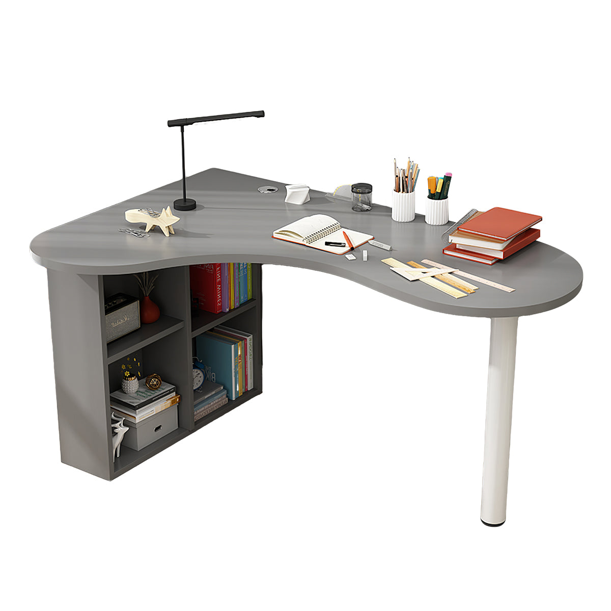 Minimalist Corner Computer Desk with Side Storage Cabinet for Home