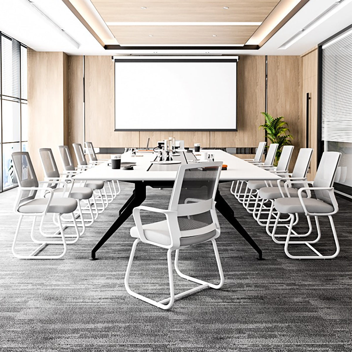 Minimalist Office Chair Conference Chair with C-Curve Backrest