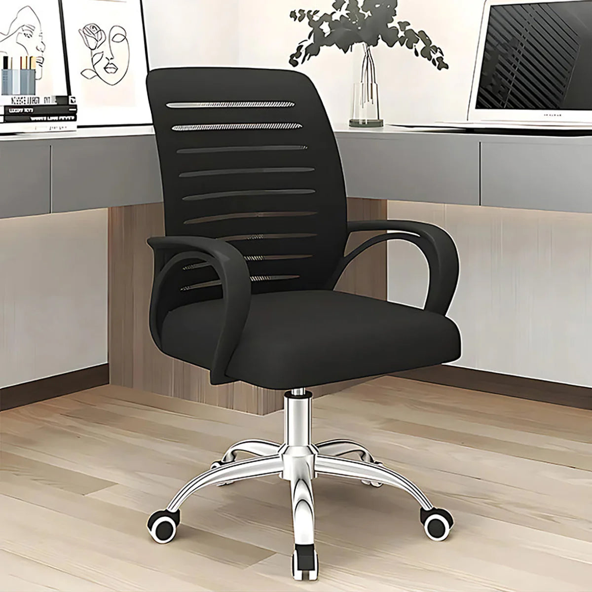 Adjustable Black Office Chair with Rotating Function