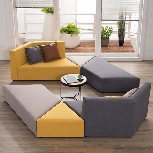 3-Piece Wooden Frame Corner Sofa with Armrest