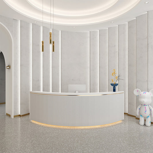 Minimalist White Semi-Circular Reception Desk for Beauty Salon（Sale Event）