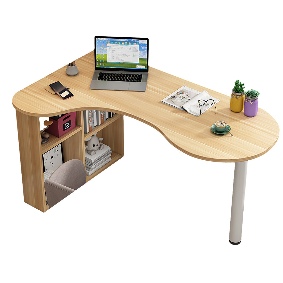 Minimalist Corner Computer Desk with Side Storage Cabinet for Home