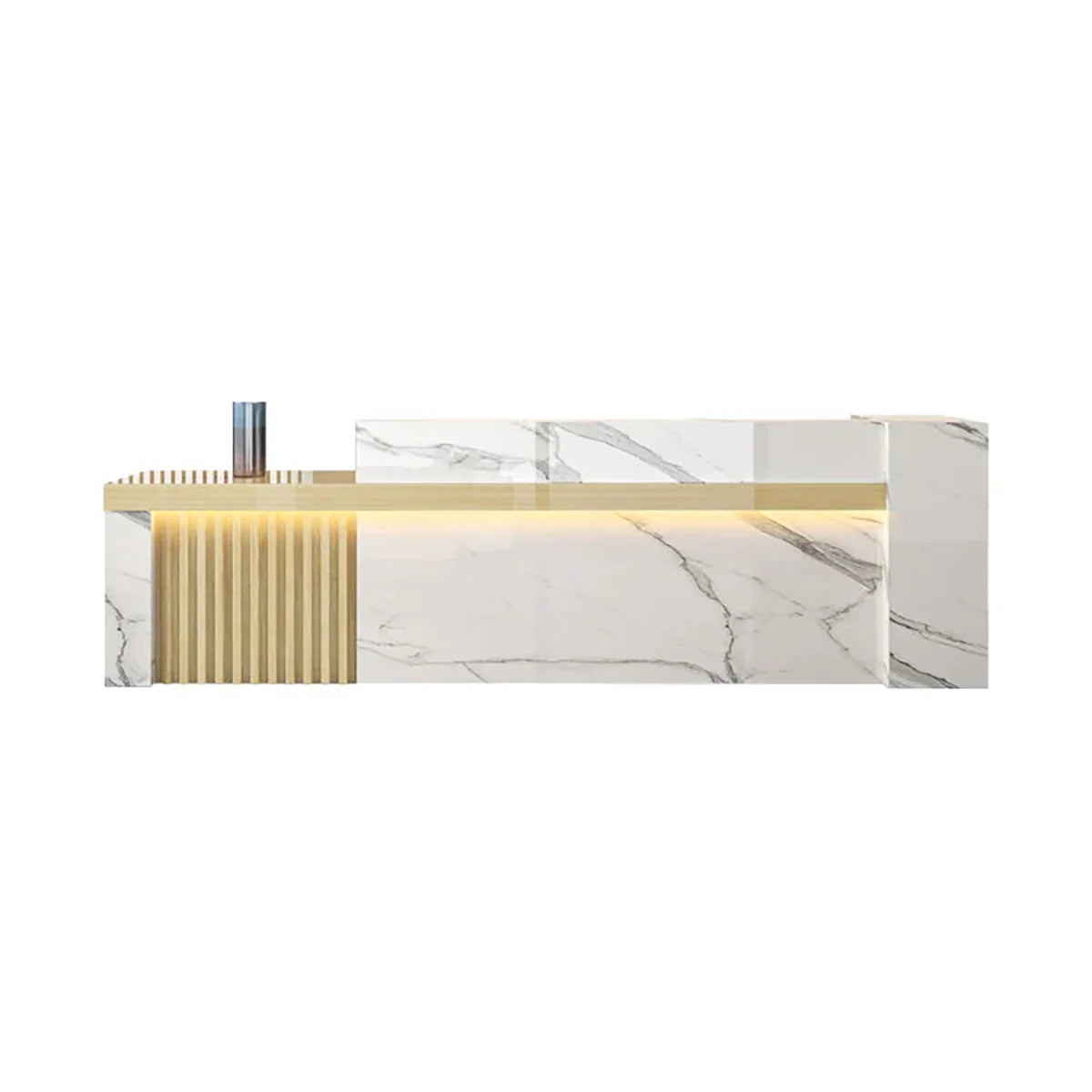 Minimalist Reception Desk with Side Storage Shelves for Office (Sale Event）