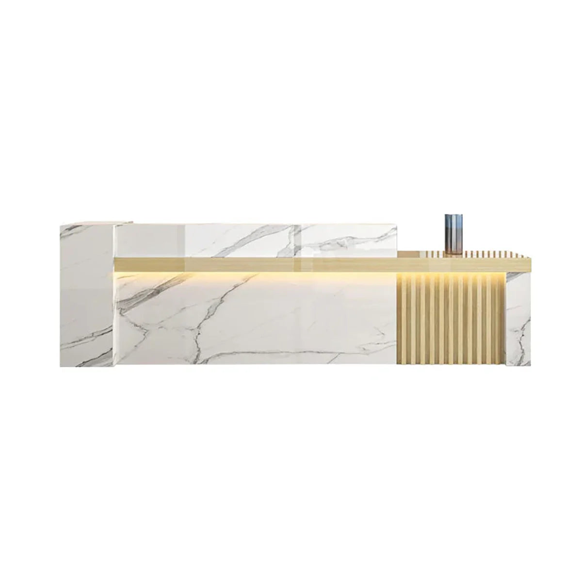 Minimalist Reception Desk with Side Storage Shelves for Office (Sale Event）