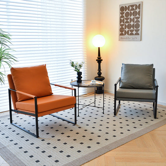 Minimalist Faux Leather Single Armchair with Backrest for Small Apartments