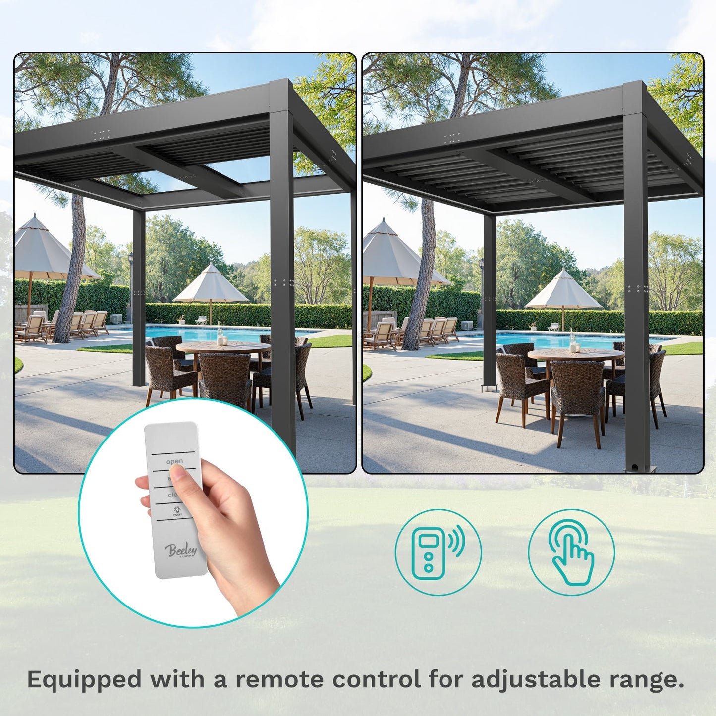 10 Ft. W X 10 Ft. D Aluminium Pergola With Adjustable Louvered Roof